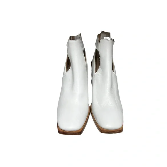 🌻NEW NWOT Free People Brady White Leather Buckle Booties Size 10 - Picture 7 of 12